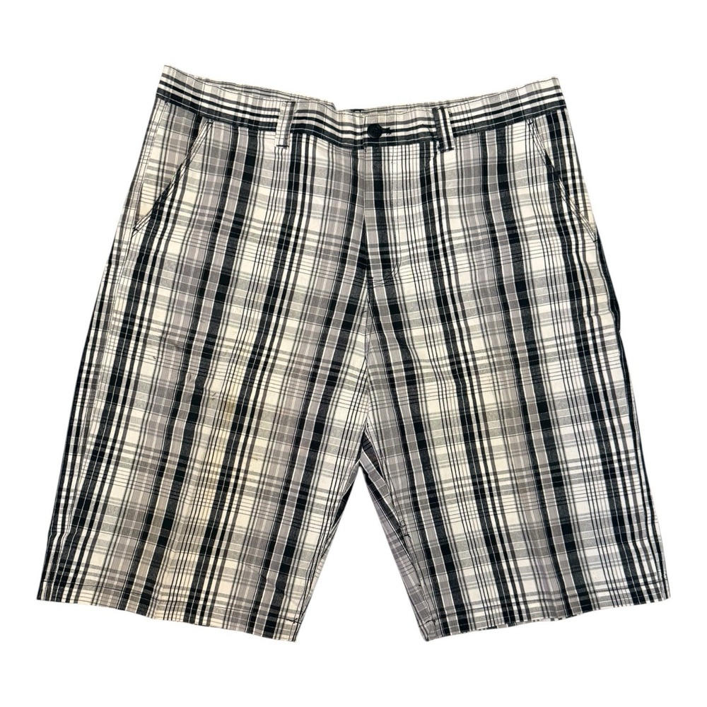 Southpole Mens Plaid Shorts Black/White Size 42 Streetwear Y2K Baggy Jorts